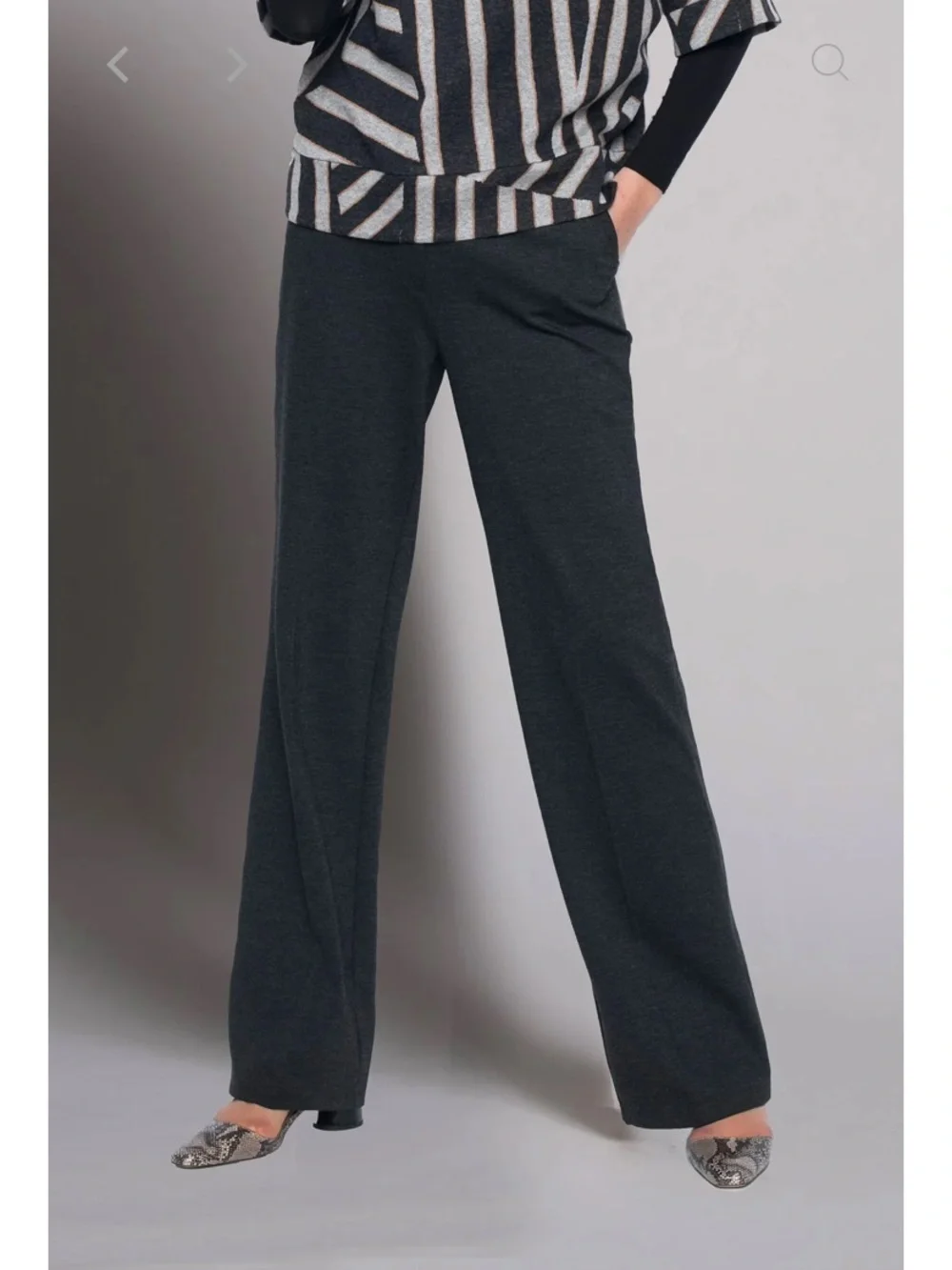 Black Wide-Leg Pull On Elastic waist Trousers - Picture 2 of 6
